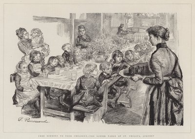 Free Dinners to Poor Children, the Dinner Table at St Philip